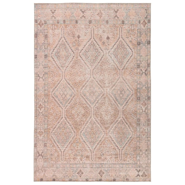 Unbranded Kadence Light Pink/Blue 5 ft. x 7 ft. 6 in. Trellis Rectangle Machine Washable Area Rug