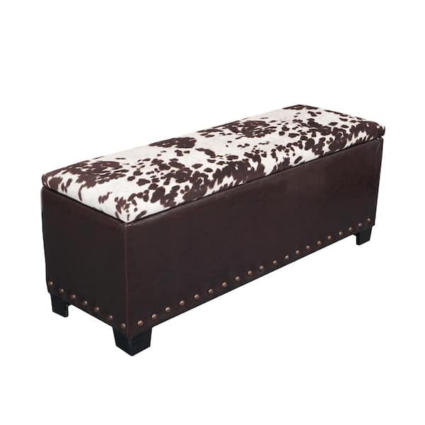 American Furniture Classics Cowhide 5-Gun Concealment Cabinet Entryway Bench in Brown