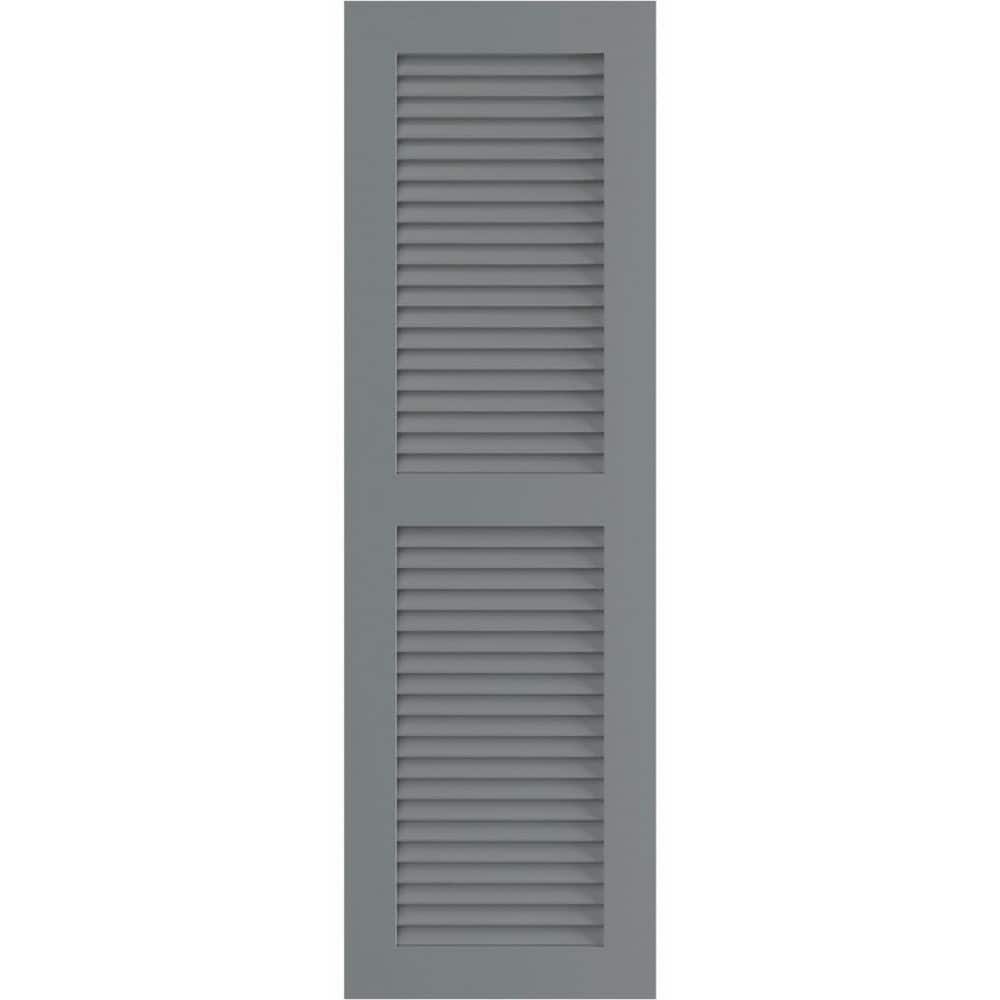 12 in. x 36 in. PVC True Fit Two Equal Louvered Shutters Pair in Ocean Swell price history on PriceWatchPro