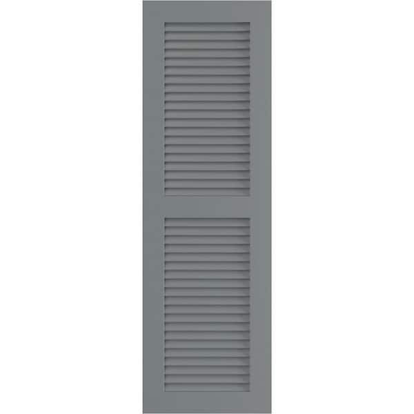 Ekena Millwork 15 in. x 30 in. PVC True Fit Two Equal Louvered Shutters Pair in Ocean Swell