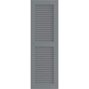15 in. x 38 in. PVC True Fit Two Equal Louvered Shutters Pair in Ocean Swell
