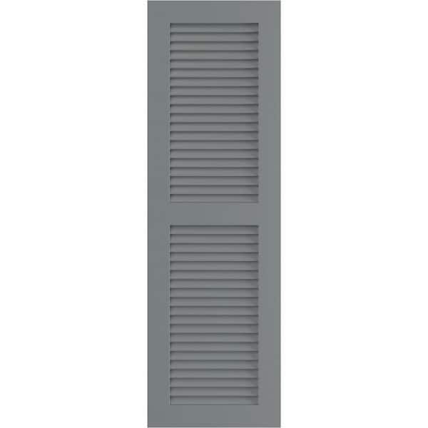 Ekena Millwork 15 in. x 62 in. PVC True Fit Two Equal Louvered Shutters Pair in Ocean Swell