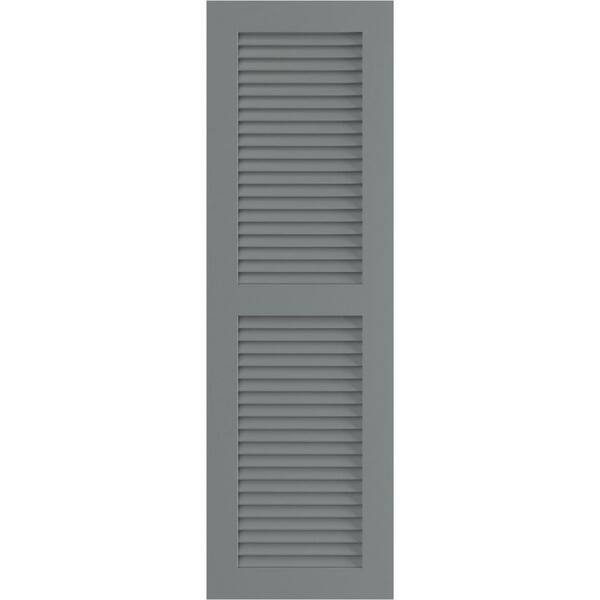 Ekena Millwork 18 in. x 37 in. PVC True Fit Two Equal Louvered Shutters Pair in Ocean Swell