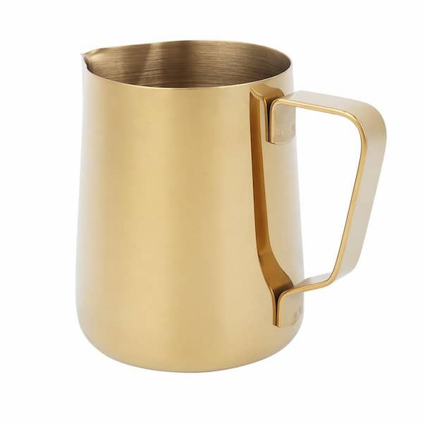 Stainless Steel 350 ml Gold Milk Frothing Pitcher with Scale Marks 3.93 x 3.14 in. Coffee Latte Bar Unit