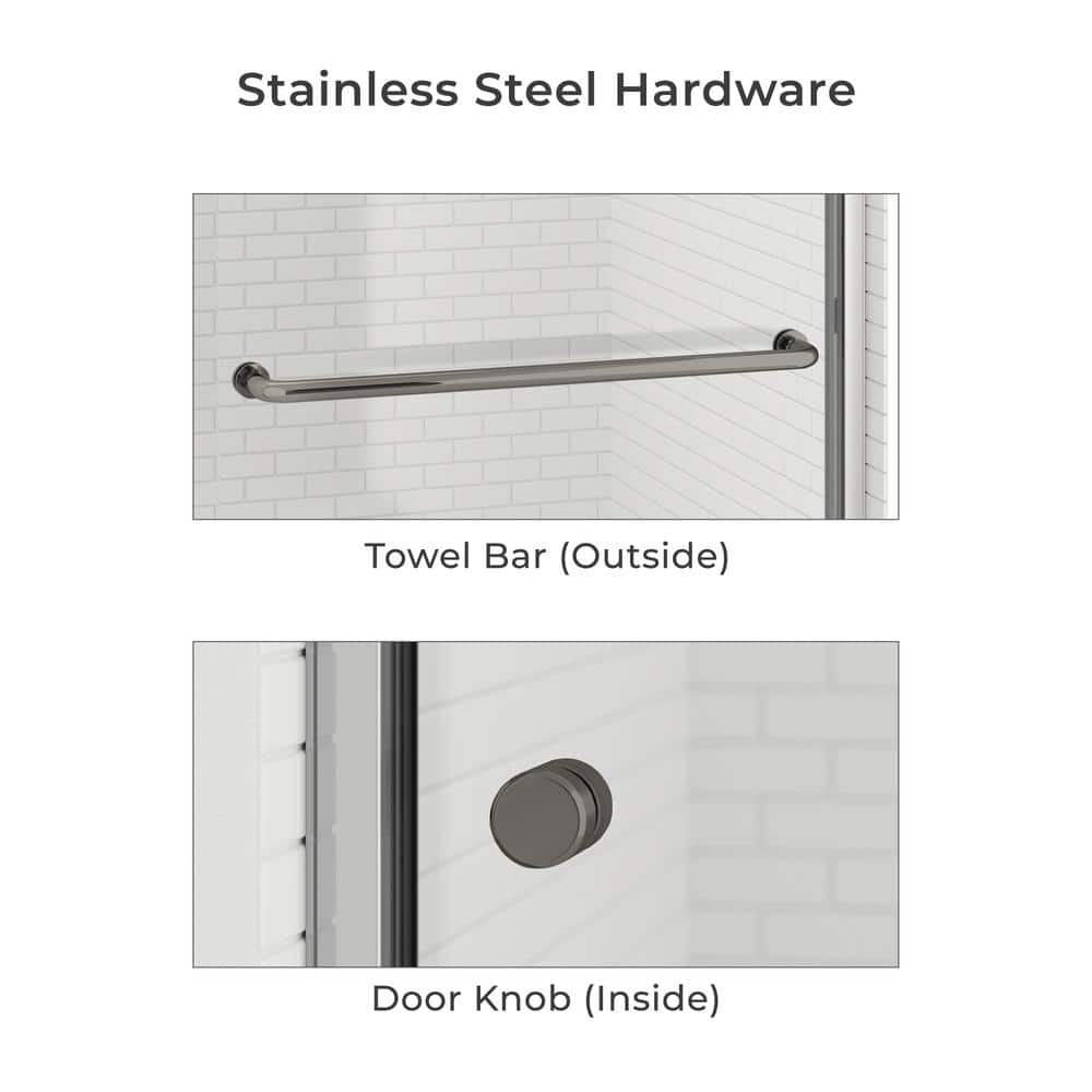 48" Brushed Nickel Frameless Sliding Shower Door with Clear Glass