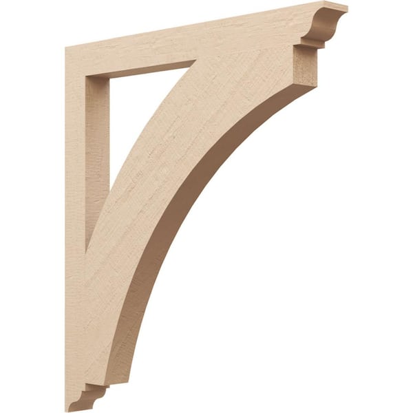 Ekena Millwork 3.5 in. x 40 in. x 36 in. Thorton Traditional Rough Cedar Woodgrain Timberthane Polyurethane Bracket, Primed Tan