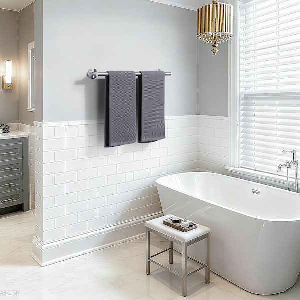 20 in. Wall Mounted Single Towel Bar Bath Hardware Accessory in Brushed Nickel