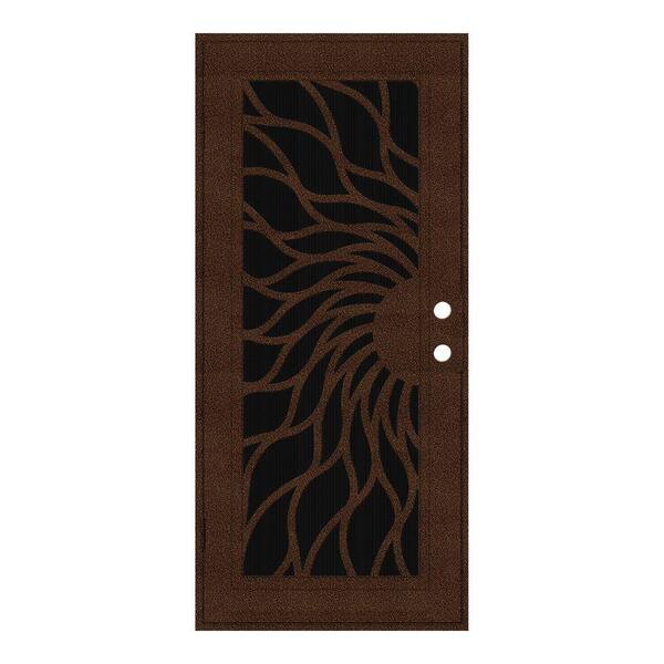Unique Home Designs 36 in. x 80 in. Sunfire Copperclad Right-Hand Outswing Surface Mount Aluminum Security Door with Charcoal Insect Screen