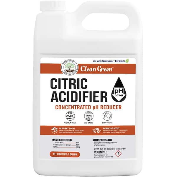 Clean Green 1 Gal. Citric Acidifier - Concentrated Liquid Citric Acid Solution - pH Down for Cleaning, Agriculture and More