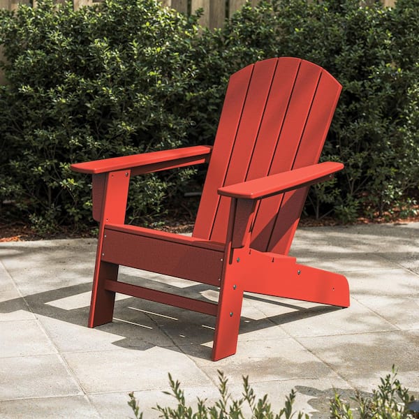POLYWOOD Seabrook Adirondack Chair in Sunset Red OSA20-SR - The