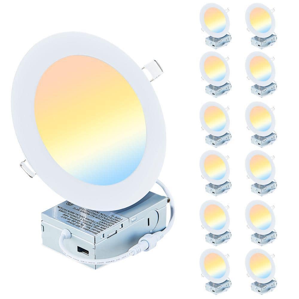 4 in. 5 CCT Slim Panel Remodel IC Rated Dimmable Indoor Integrated LED Recessed Light Trim (12-Pack) price history on PriceWatchPro
