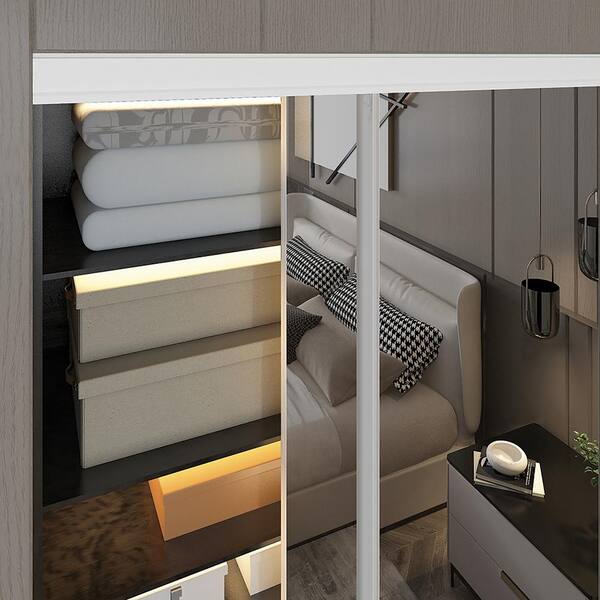 Indoor Studio 48 X White Frameless Mirror Sliding Closet Door E04880CO18 The Home Depot