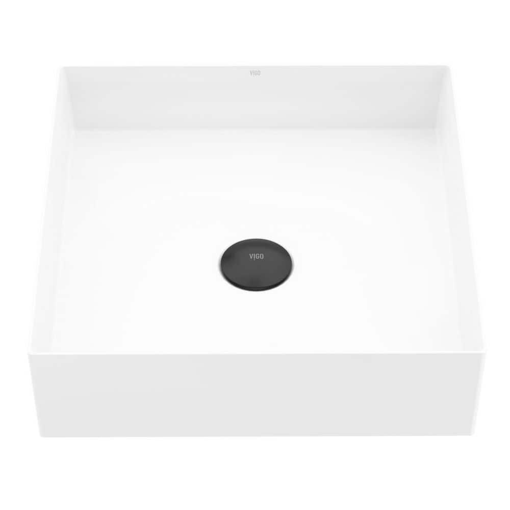 UltraThin Modern White Matte Stone 16 in. Length x 16 in. Width Square Vessel Bathroom Sink price history on PriceWatchPro