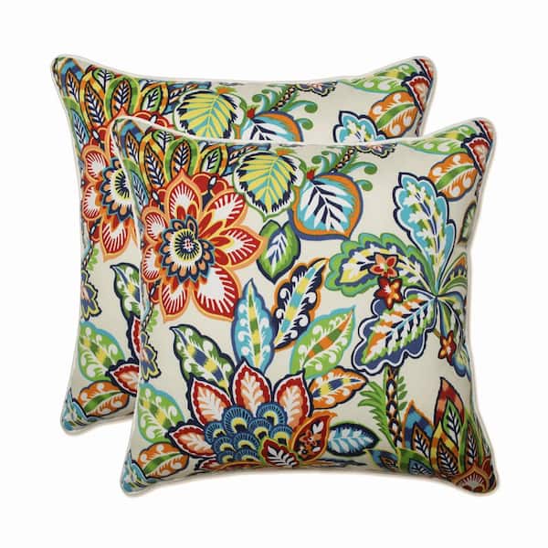 Pillow Perfect Floral Blue Square Outdoor Square Throw Pillow 2-Pack