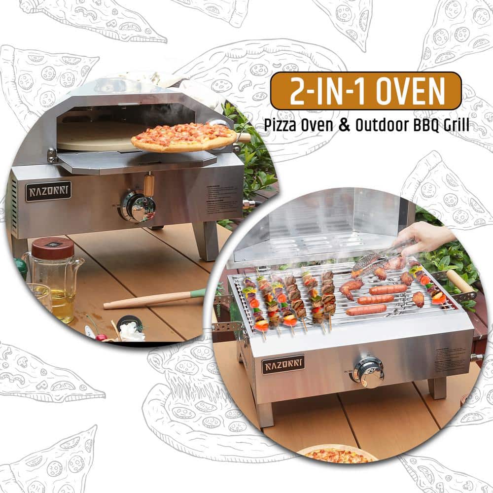 Portable Stainless Steel Gas Pizza Oven with Thermometer
