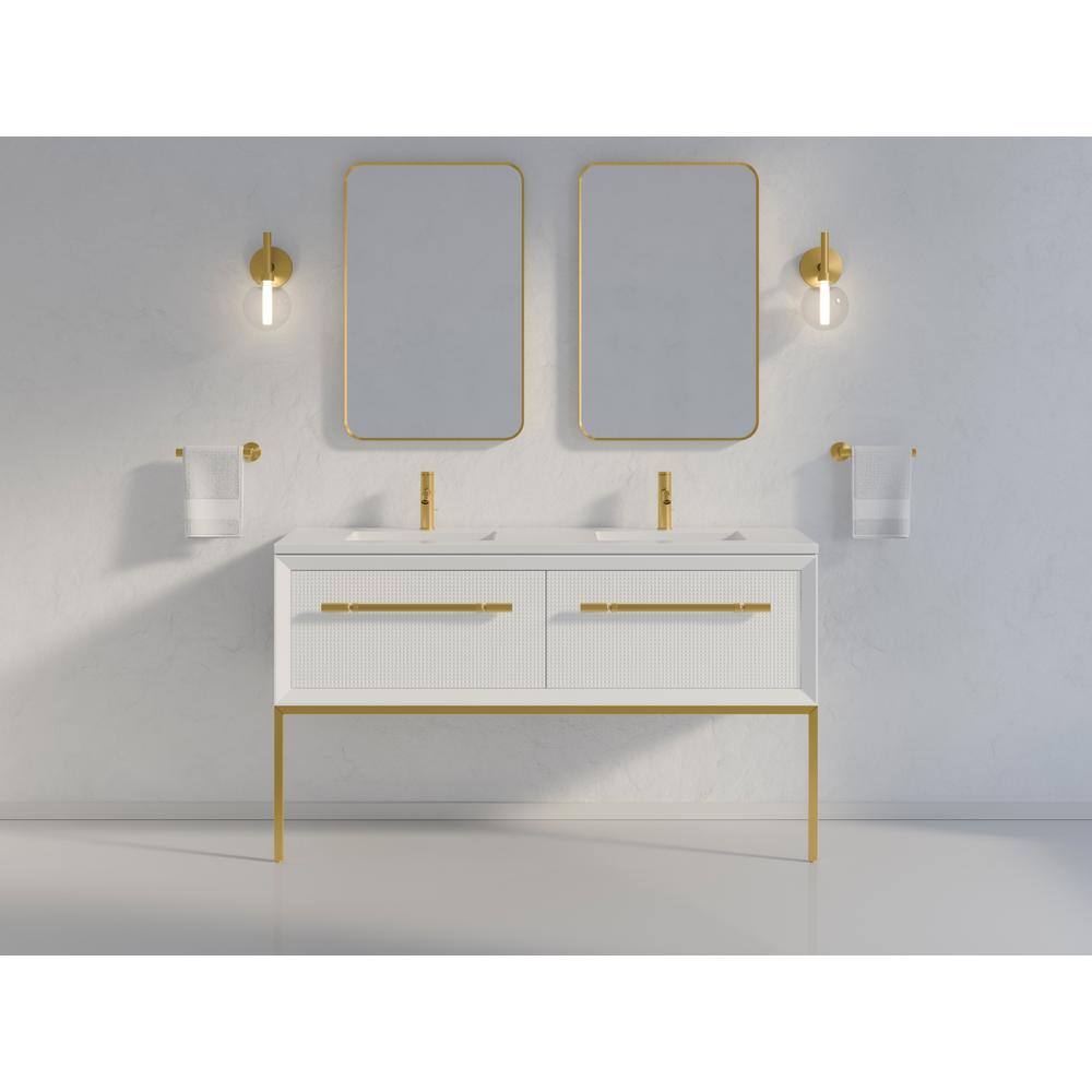 Enivo 61" White Painted Wall-Mount Double Vanity