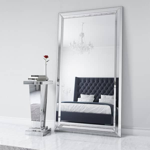 Channing Brown Wood Floor Mirror with Stand Ophelia & Co.