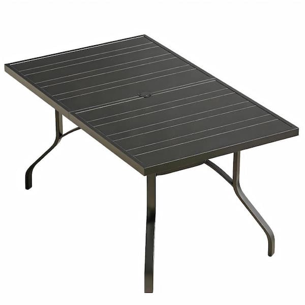 60 in. x 35 in. Square Metal Outdoor Dining Table with 1.57 in