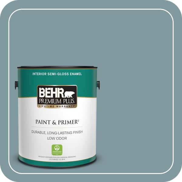 BEHR PREMIUM PLUS 1 gal. #ECC-56-3 Lake View Semi-Gloss Enamel Low Odor Interior Paint & Primer