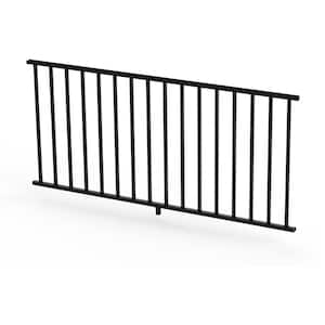 Satin Black 36 in. Aluminum Panel Rail Kit with Square Balusters and Brackets