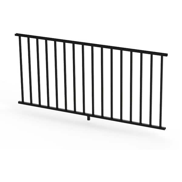 RDI Satin Black 36 in. Aluminum Panel Rail Kit with Square Balusters and Brackets