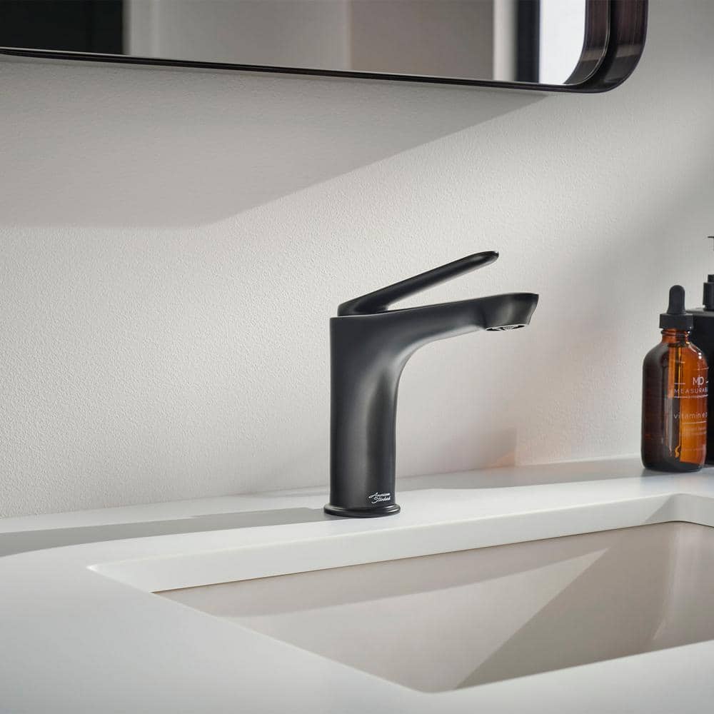 Matte Black Single Handle Bathroom Faucet with Drain Assembly