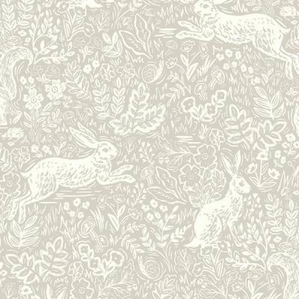 Fable Woodland Creatures Illustrated 27' x 27" Linen Wallpaper