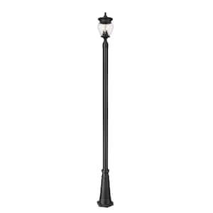 Davina 3-Light Black Aluminum Hardwired Outdoor Marine Grade Post Light Set with no bulbs included