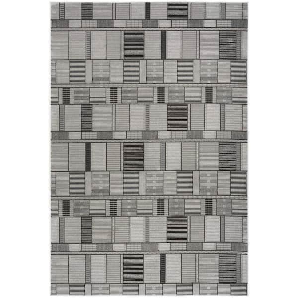 Nourison Nordic Black Grey 4 ft. x 6 ft. Geometric Contemporary Area Rug