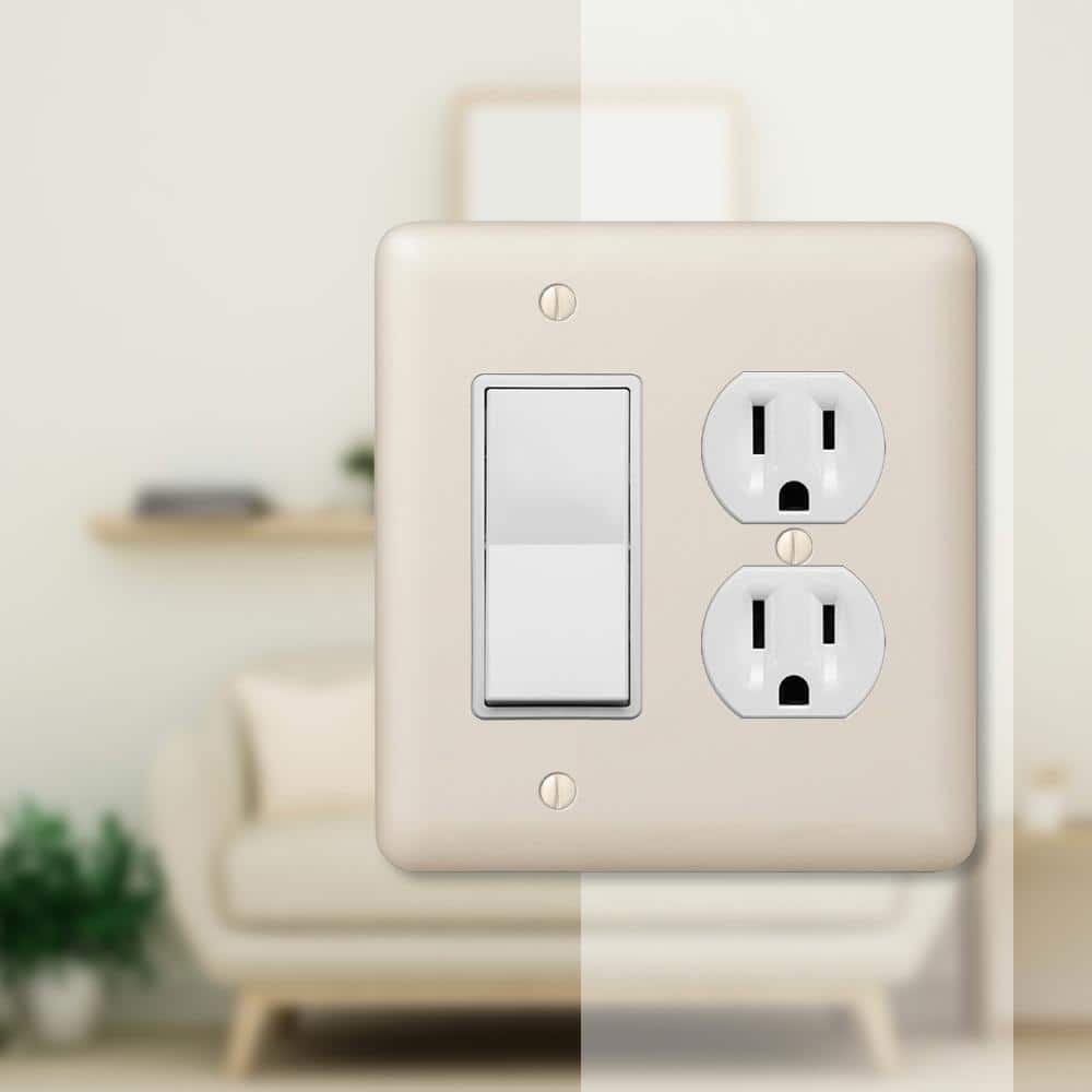 Devon Light Almond 2-Gang Metal Wall Plate