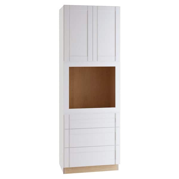 Washington Vesper White Plywood Shaker Assembled Double Oven Kitchen Cabinet Soft Close 33 in W x 24 in D x 96 in H