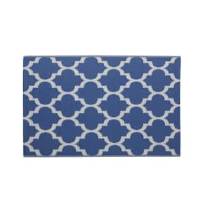 Oria Night Blue and White 4 ft. x 6 ft. Indoor/Outdoor Area Rug