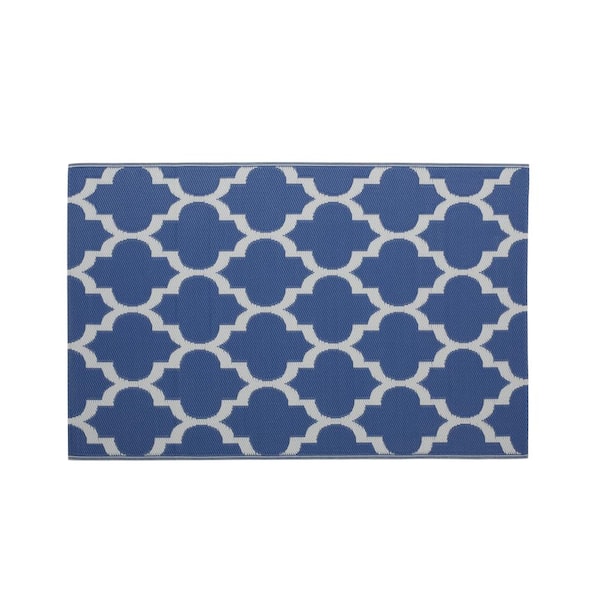 Noble House Oria Night Blue and White 4 ft. x 6 ft. Indoor/Outdoor Area Rug