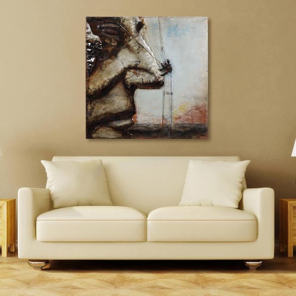 Empire Art Direct 40 in. x 40 in. "Ascent On Rushmore" Mixed Media Iron Hand Painted Dimensional Wall Art