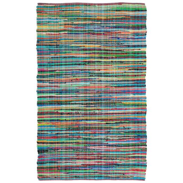 Rag Rug Green/Multi 5 ft. x 8 ft. Striped Area Rug