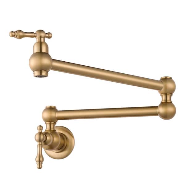 Wall Mounted Pot Filler with Level Handle in Gold