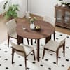 Dovelina 42 in. Natural Oak Wood Walnut Color 4 Legs Round Kitchen Table Dining Table Seats 4 HD-24092913