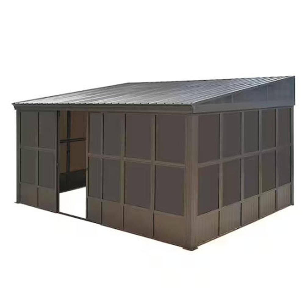 14 ft. x 12 ft. Sunroom Aluminum Double Hardtop Gazebo with PC Mesh Screen price history on PriceWatchPro