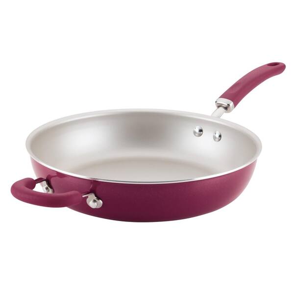 Create Delicious 12 .5 in. Aluminum Nonstick Deep Skillet, Burgundy Shimmer