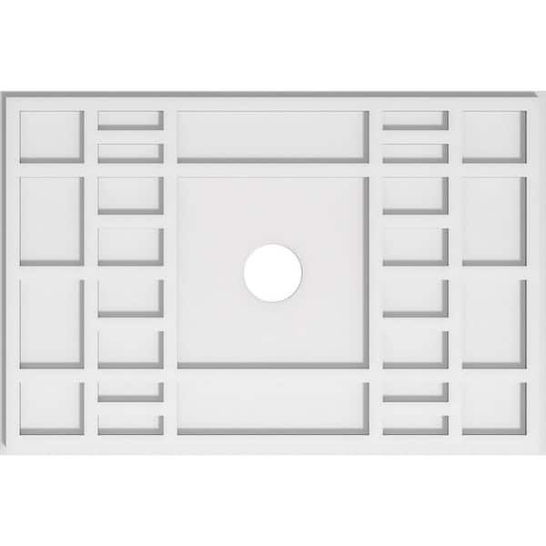Ekena Millwork 28 in. W x 18-5/8 in. H x 3 in. ID x 1 in. P Beaux Architectural Grade PVC Contemporary Ceiling Medallion