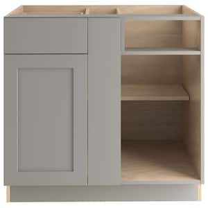 Edson Shaker Assembled 35.98x34.49x21.51 in. Blind Base Corner Cabinet in Gray