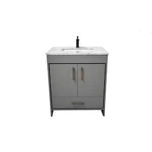Capri 30 in. W x 22 in. D Bathroom Vanity in Gray with Carrara Marble Vanity Top in Gray with White Basin