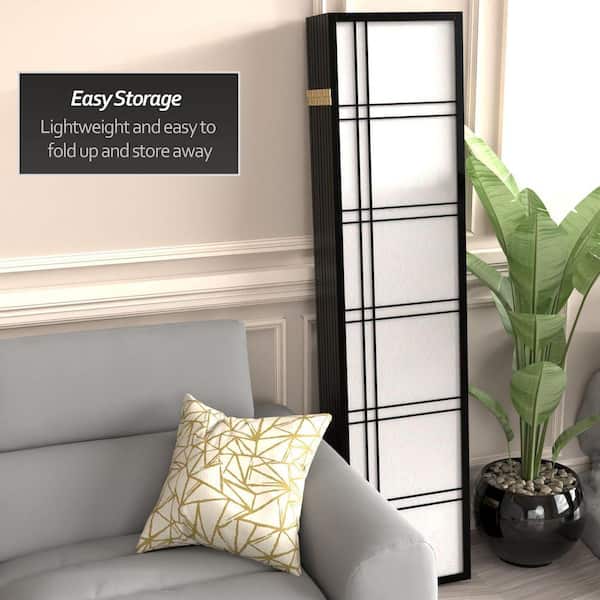 Red Lantern 6 ft. Black 8-Panel Room Divider SSCDBLX-8P-BLK - The