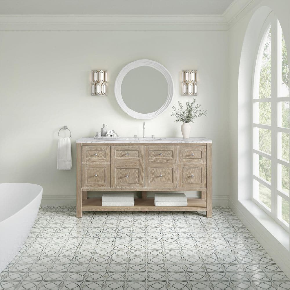 Breckenridge 60.0 in. W x 23.5 in. D x 34.25 in. H Single Bath Vanity in Whitewashed Oak with Carrara White Marble Top price history on PriceWatchPro