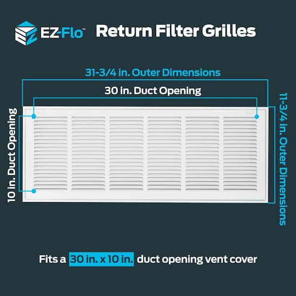 10 in. x 30 in. Return Filter Grille, White