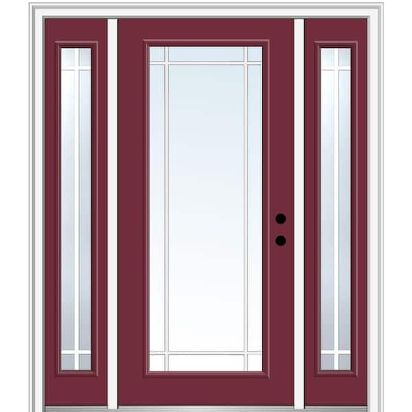 MMI Door 64.5 in. x 81.75 in. Internal Grilles Left-Hand Inswing Full Lite Clear Painted Steel Prehung Front Door with Sidelites