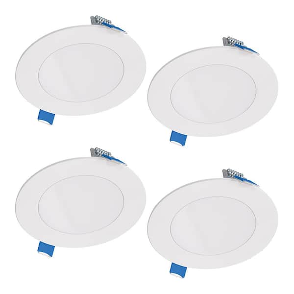 HALO HLBSL4 4 in. Adjustable CCT Canless IC Rated Dimmable Indoor Integrated LED Recessed Light Kit (4-Pack)