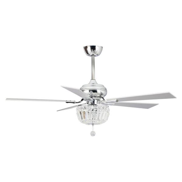 Flint Garden 52 in. Indoor Chandelier Chrome Ceiling Fan with Crystal ...