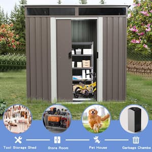 6 ft. x 5 ft. Outdoor Grey Metal Storage Shed with Window and Foundation (30 sq. ft.)