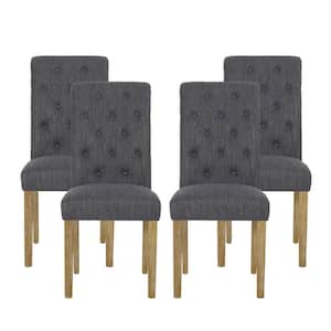 Ammy Beige and Natural Tufted Fabric Dining Chair (Set of 4)